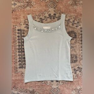 Garfield & Marks Blue Bead Sequin Silk Vintage 90s Y2K Chic Tank Top Women M